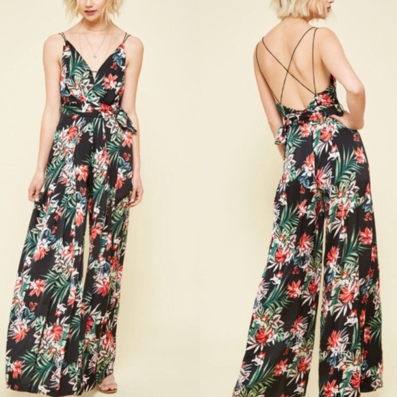Floral Slit Wide Leg Jumpsuit - Picture 2 of 6
